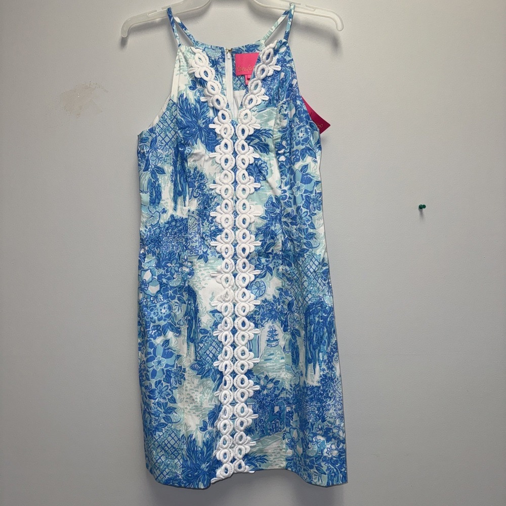 NWT Lilly Pulitzer Pearl Stretch Shift Dress Toile Me About It Siz 2 Retail $198
